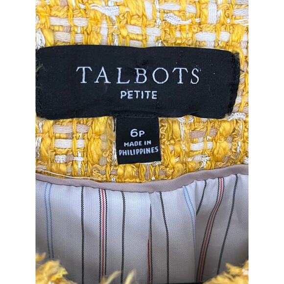 Talbots TWEED JACKET Blazers Women yellow Long sleeve Knit 6P Career Elegant - Picture 6 of 15